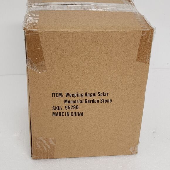 Solar Lighted Stone-Finished Resin Weeping Angel Garden Memorial, Beige New! - Picture 10 of 10